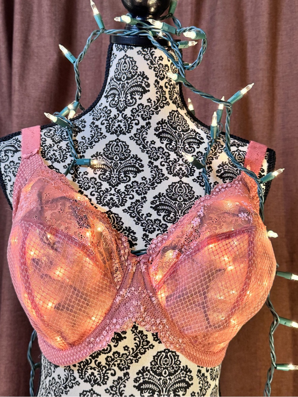Elomi Charley stretch lace full cup bra in rose gold UK 34H / 34K US NWT